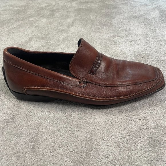 BRUNO MAGLI 9M BROWN SLIP-ON Bruno Magli Brown/Cognac Leather Slip On Dress Loafers Men main image 3